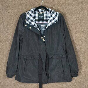 Kate Spade Packable Anorack Jacket Black Plaid Sz Medium